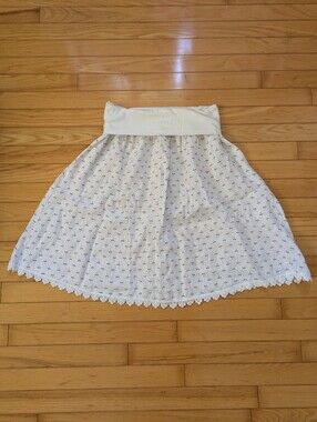 White Eyelet A-Line Skirt with Scalloped Hem
